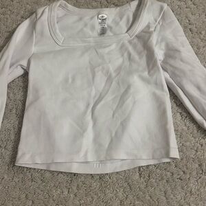 White Long Sleeve Ribbed Top Kids